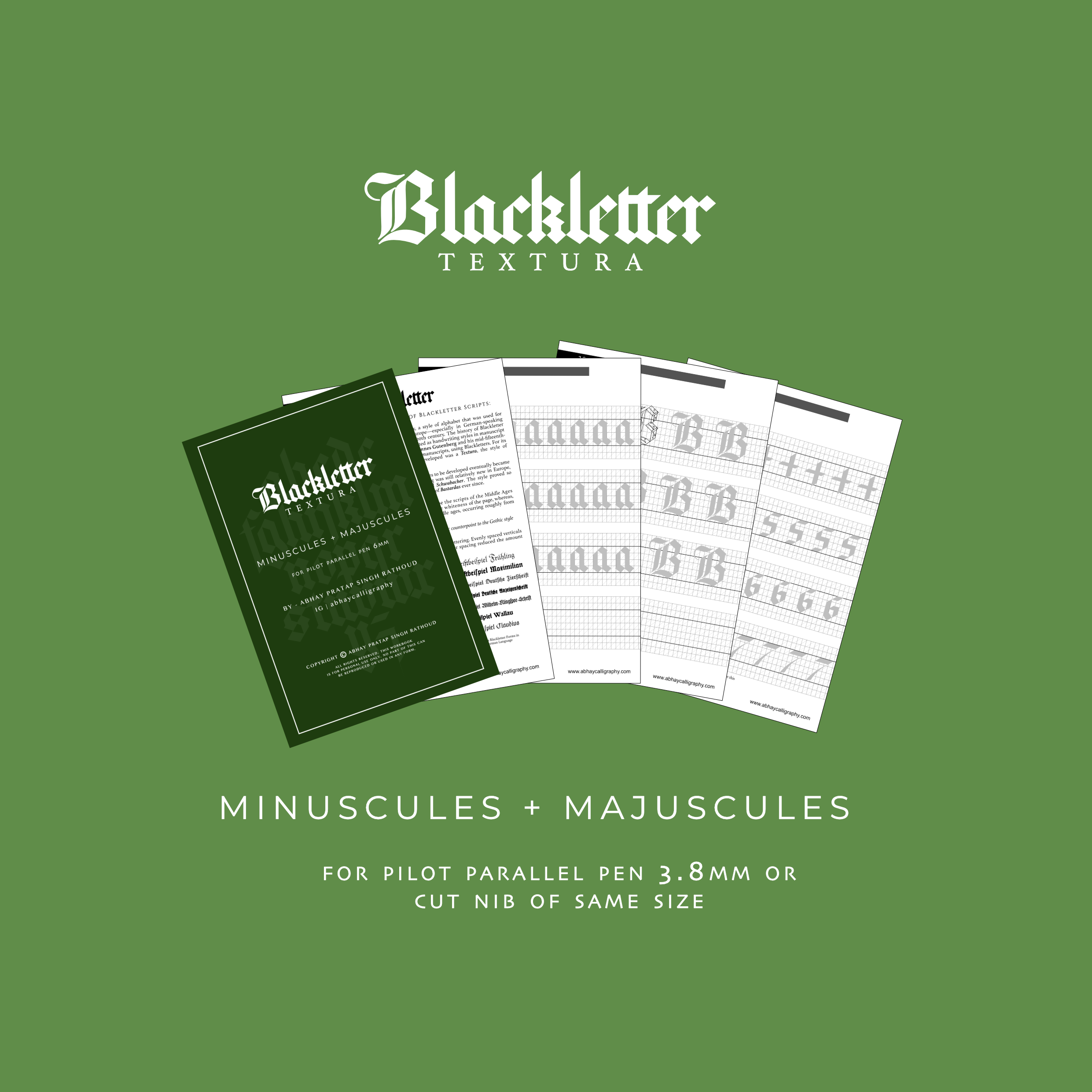 Blackletter Textura Calligraphy Workbook for 3.8mm pen | Abhay Calligraphy
